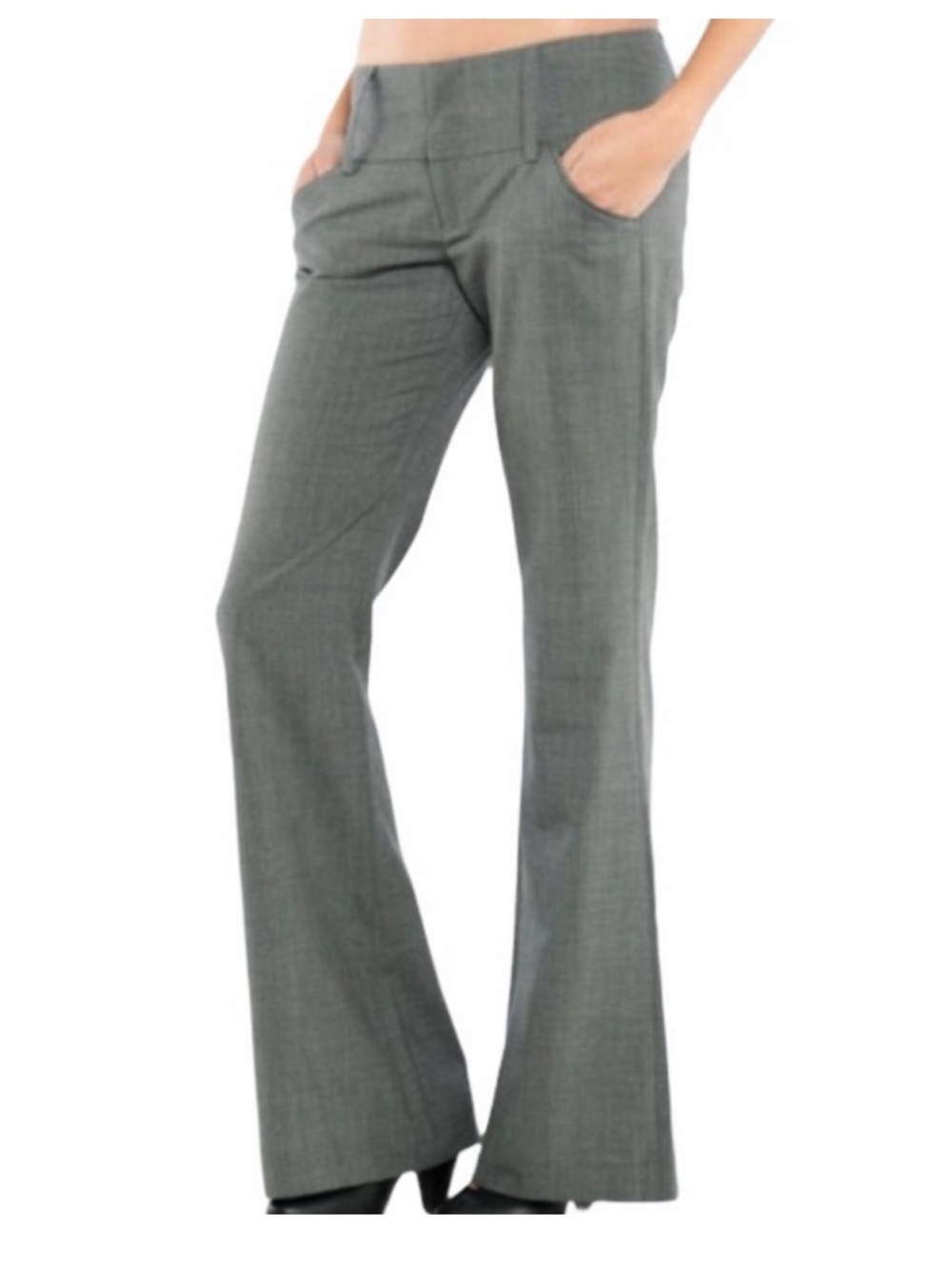 ALICIA + OLIVIA Gray w Silver Striped Wool WIDE LEG 10 EUC